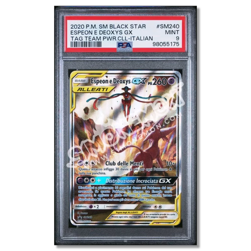 Espeon e Deoxys GX SM240 Black Star Promo PSA 9 (IT)