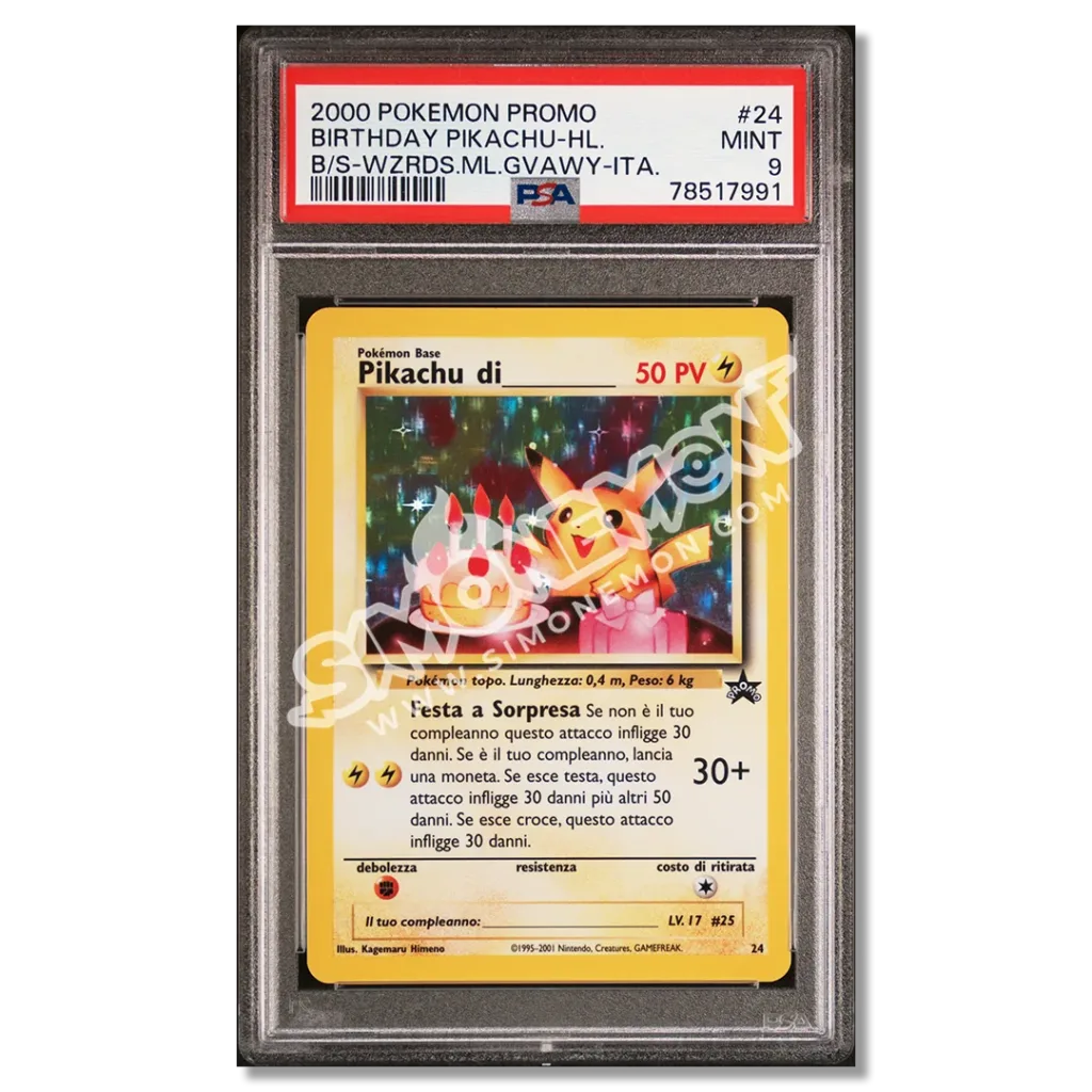Birthday Pikachu 24 Black Star Promo PSA 9 (IT)