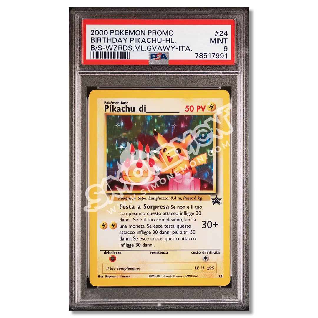 Birthday Pikachu 24 Black Star Promo PSA 9 (IT)