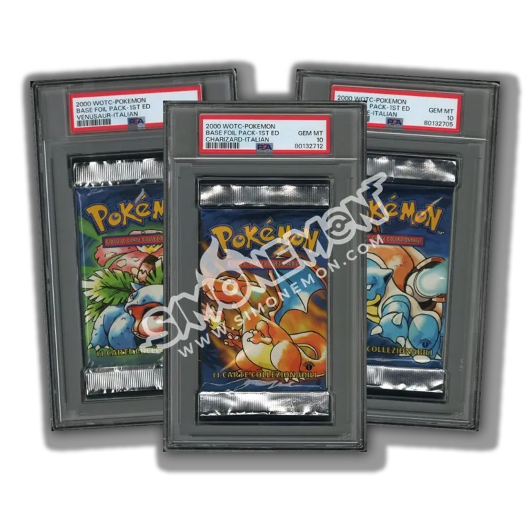 Pokémon Trio Bustine Charizard Blastoise Venusaur Set Base 1st Edition  2000 PSA 10 (IT)