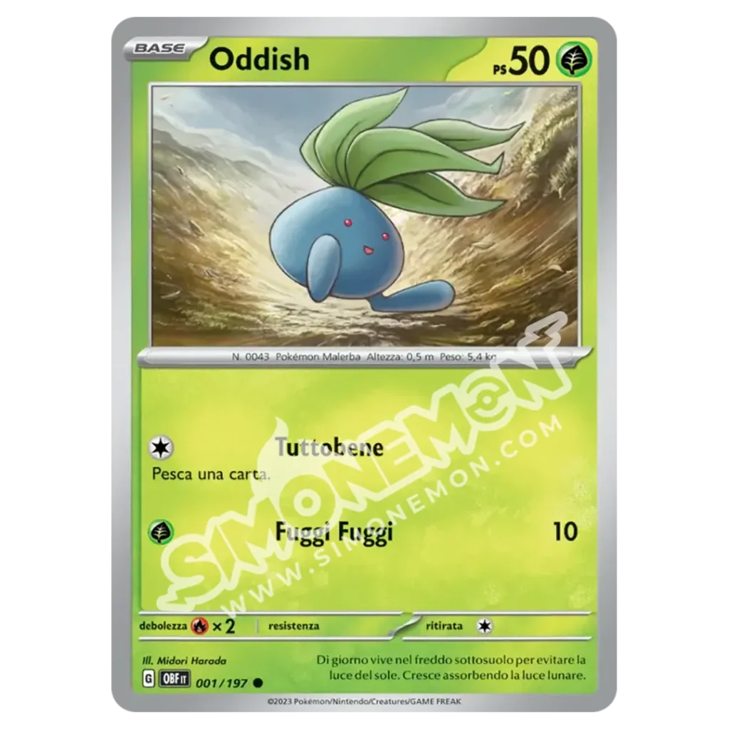 Oddish 001/197 Ossidiana Infuocata Reverse (IT)