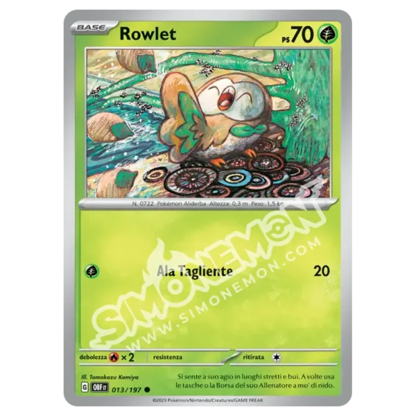 Rowlet 013/197 Ossidiana Infuocata Reverse (IT)