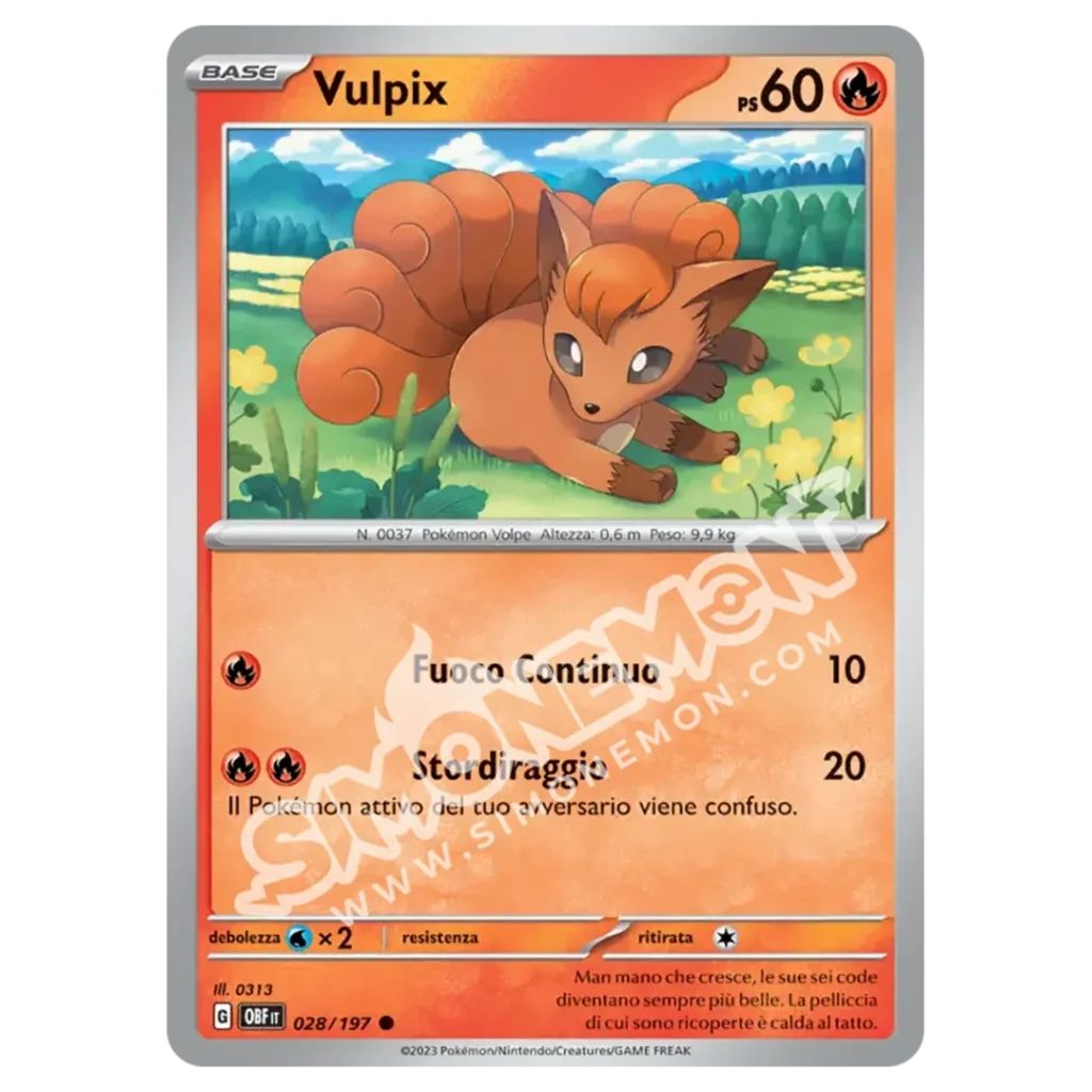 Vulpix 028/197 Ossidiana Infuocata Reverse (IT)