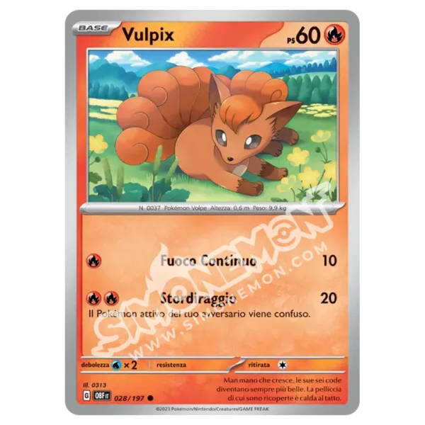 Vulpix 028/197 Ossidiana Infuocata Reverse (IT)