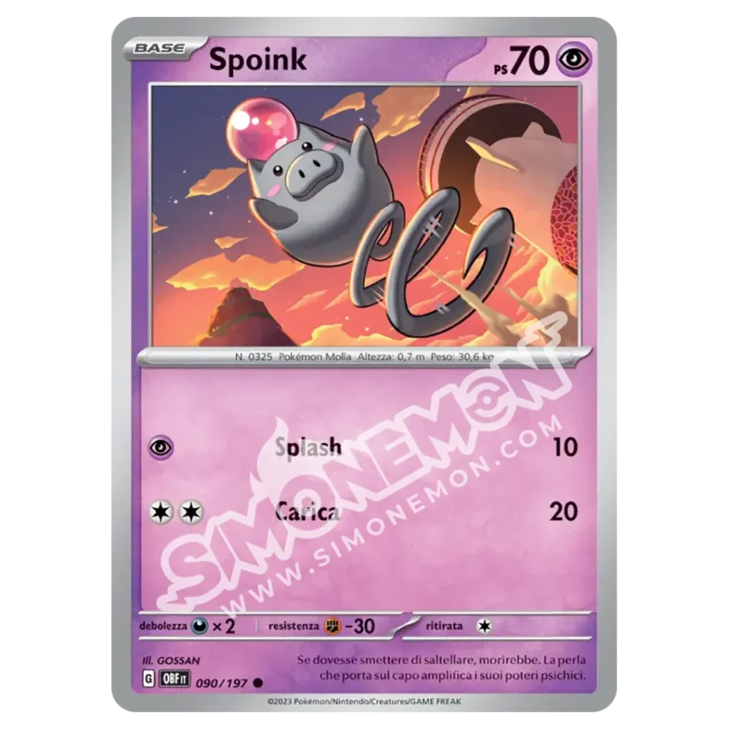 Spoink 090/197 Ossidiana Infuocata Reverse (IT)