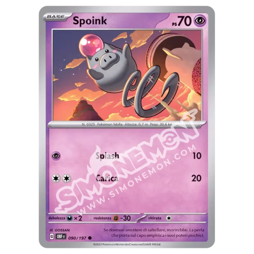 Spoink 090/197 Ossidiana Infuocata Reverse (IT)