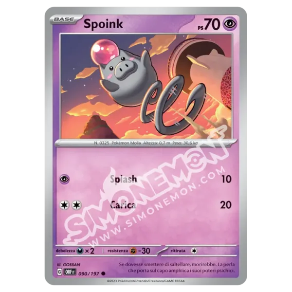 Spoink 090/197 Ossidiana Infuocata Reverse (IT)