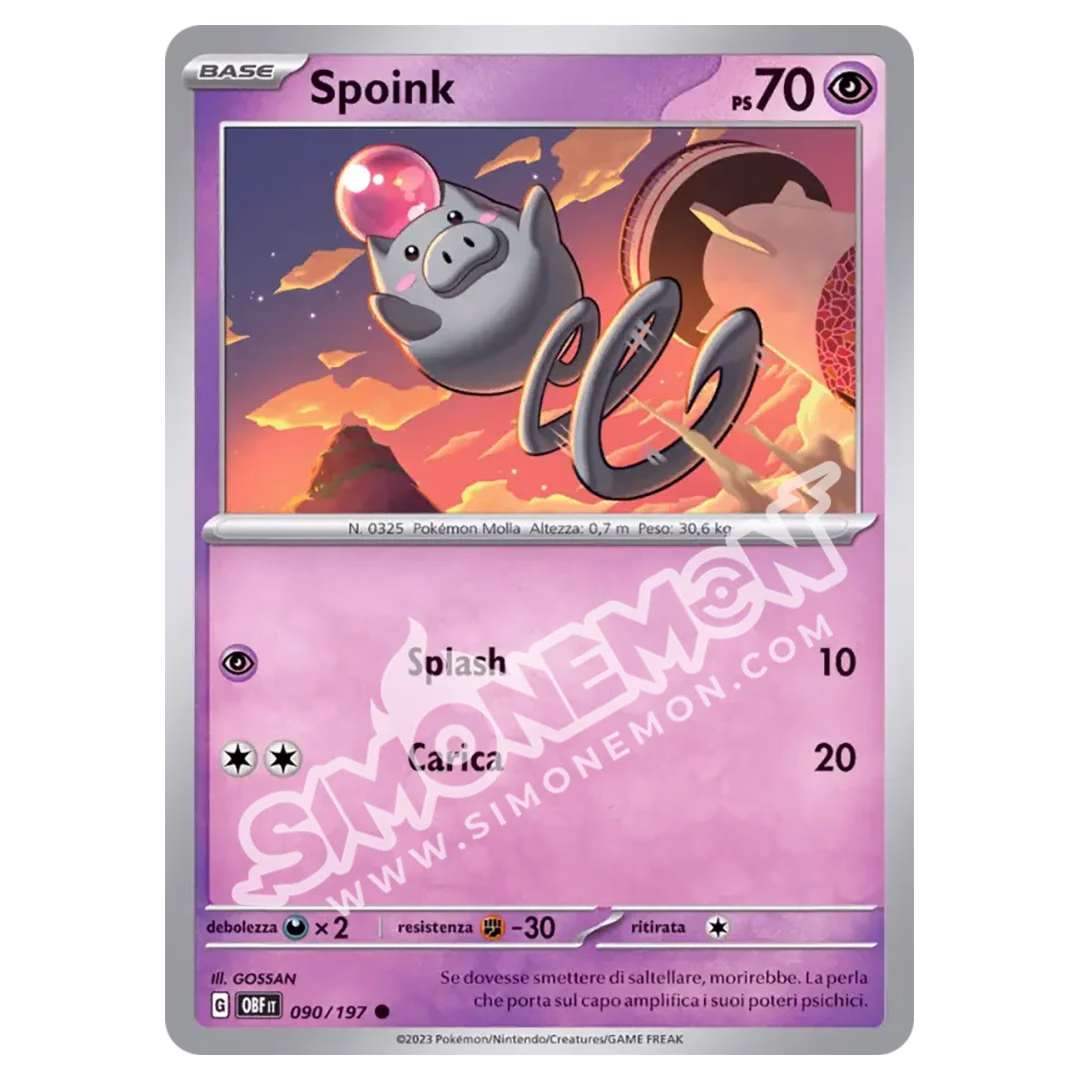 Spoink 090/197 Ossidiana Infuocata Reverse (IT)