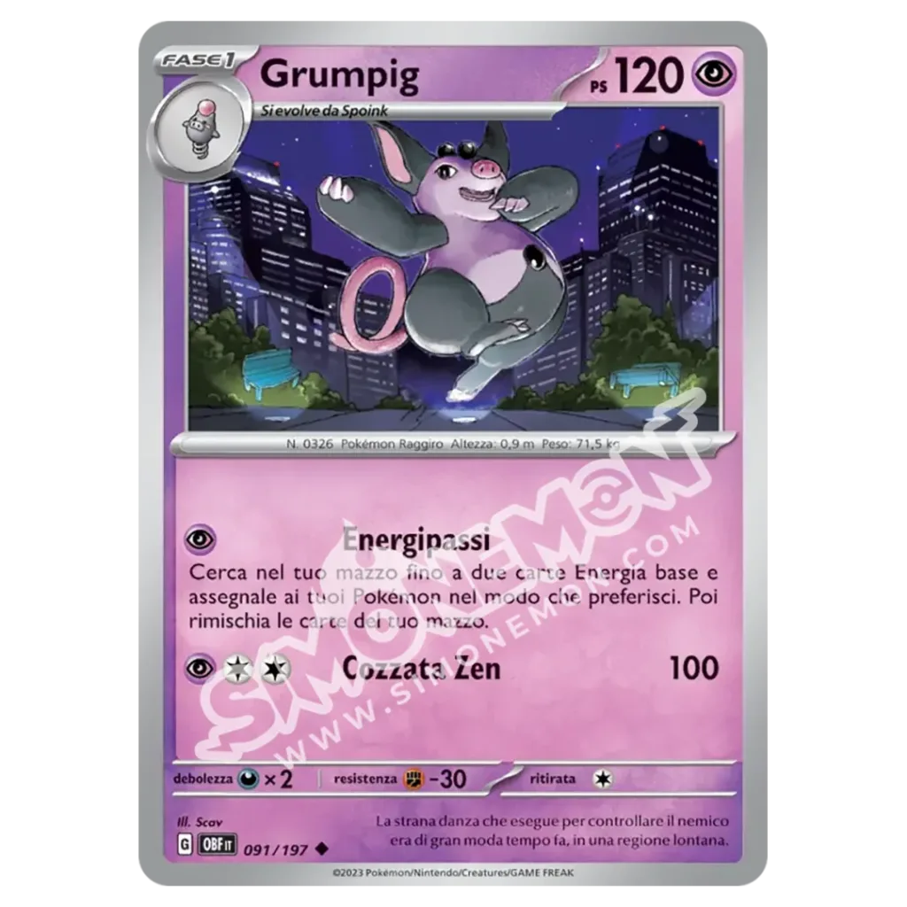 Grumpig 091/197 Ossidiana Infuocata Reverse (IT)