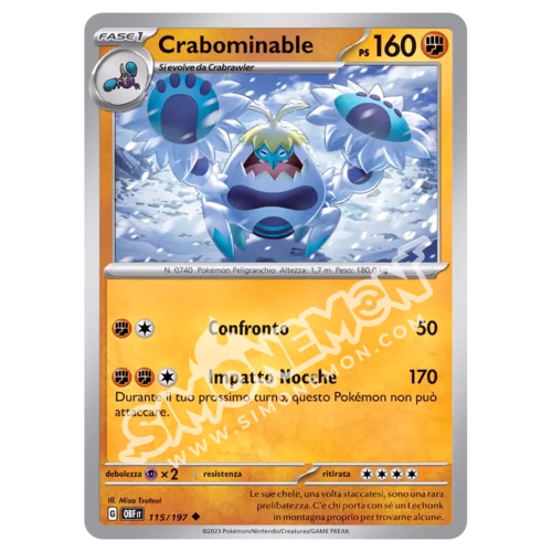 Crabominable 115/197 Ossidiana Infuocata Reverse (IT)