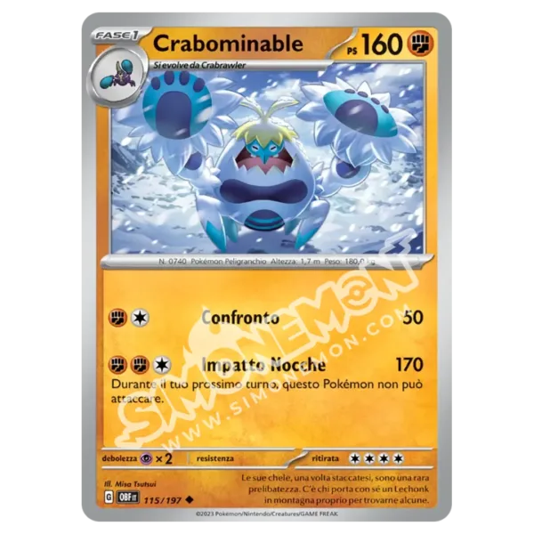 Crabominable 115/197 Ossidiana Infuocata Reverse (IT)