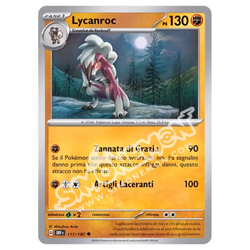 Lycanroc 117/197 Ossidiana Infuocata Reverse (IT)