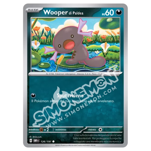 Wooper di Paldea 126/197 Ossidiana Infuocata Reverse (IT)