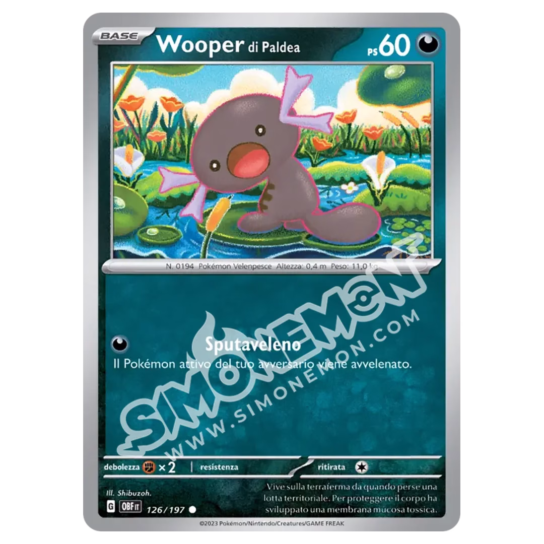 Wooper di Paldea 126/197 Ossidiana Infuocata Reverse (IT)