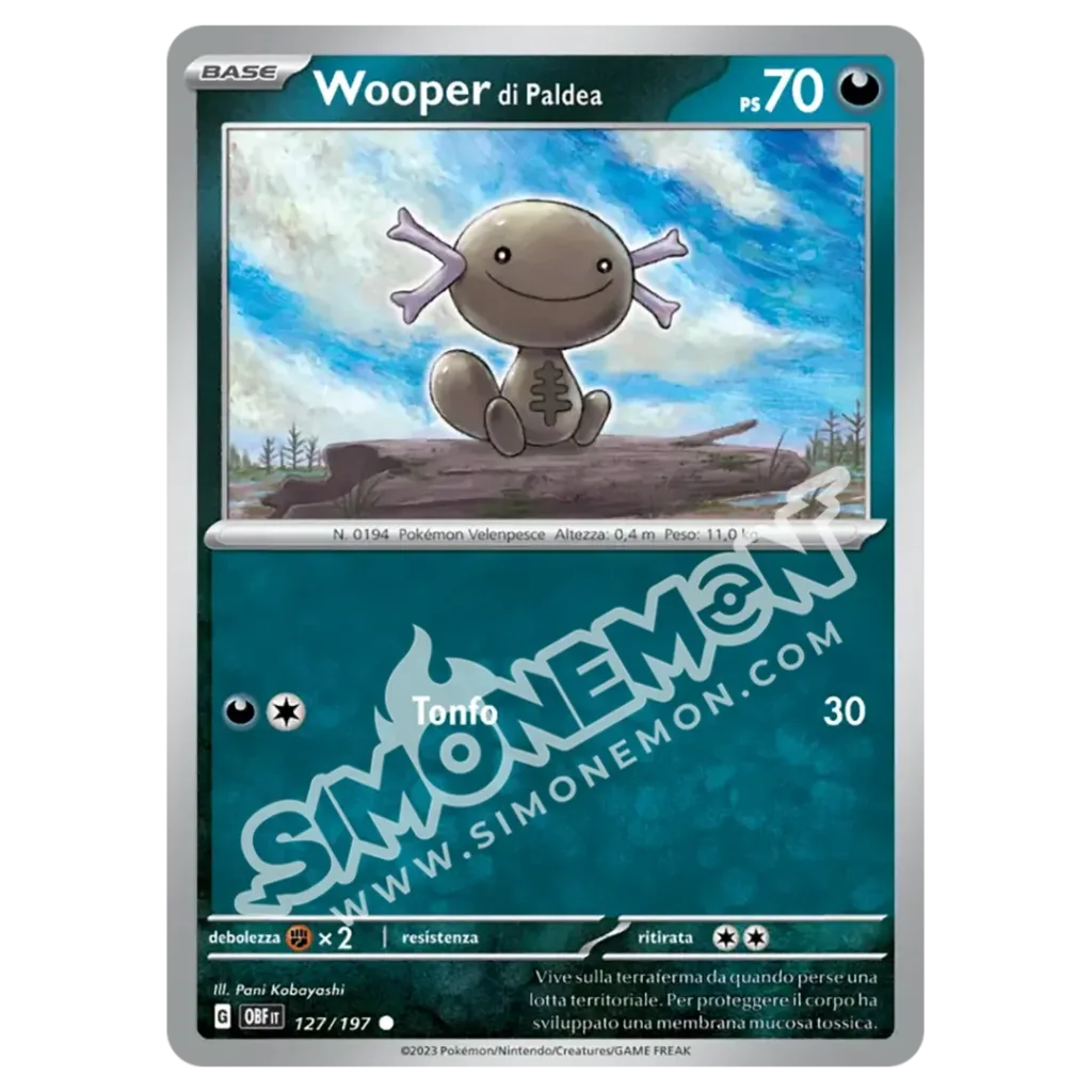Wooper di Paldea 127/197 Ossidiana Infuocata Reverse (IT)