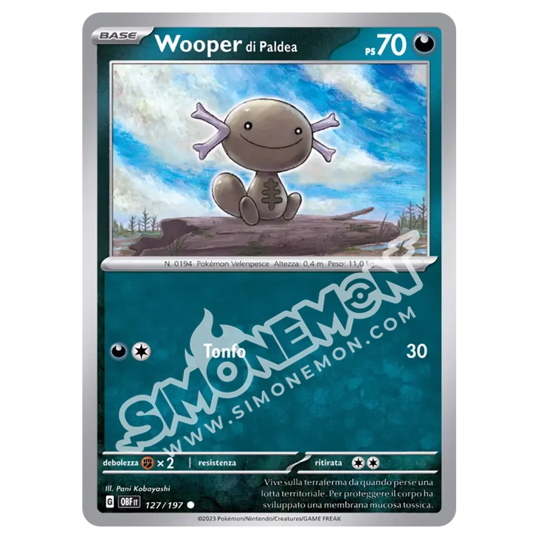 Wooper di Paldea 127/197 Ossidiana Infuocata Reverse (IT)