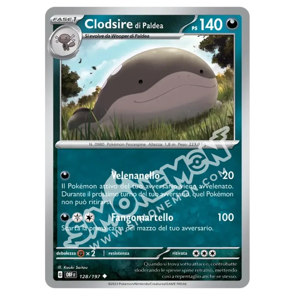 Clodsire di Paldea 128/197 Ossidiana Infuocata (IT)