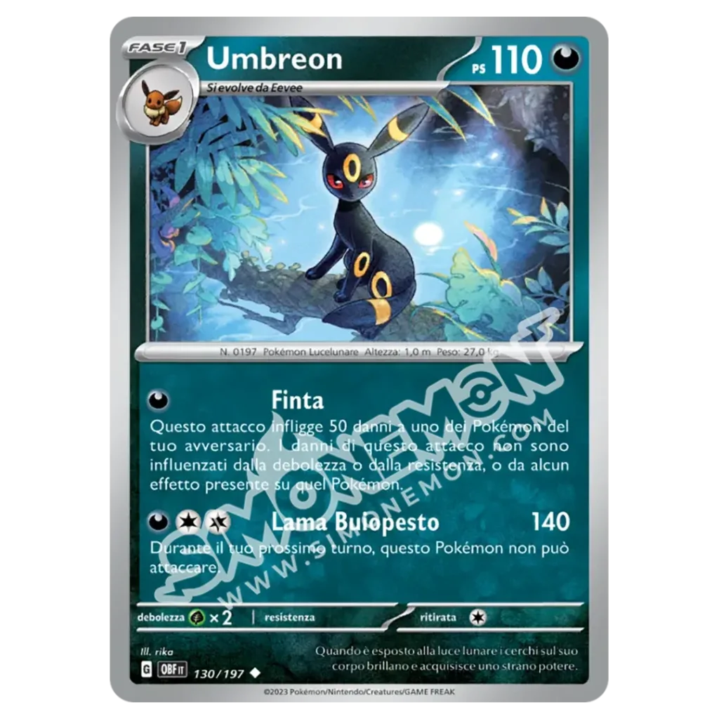 Umbreon 130/197 Ossidiana Infuocata Reverse (IT)