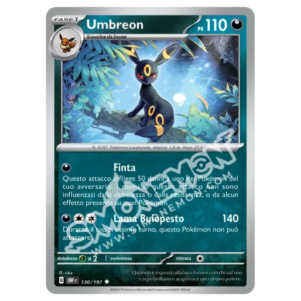 Umbreon 130/197 Ossidiana Infuocata Reverse (IT)