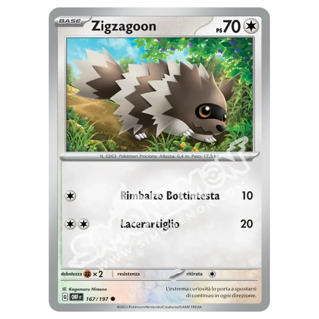 Zigzagoon 167/197 Ossidiana Infuocata Reverse (IT)