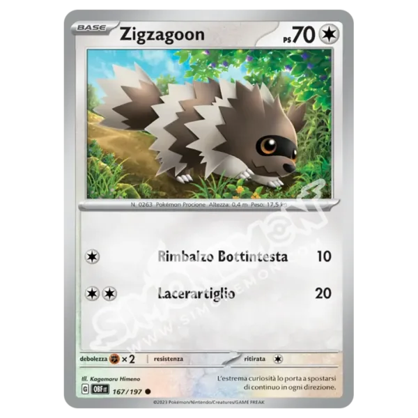 Zigzagoon 167/197 Ossidiana Infuocata Reverse (IT)