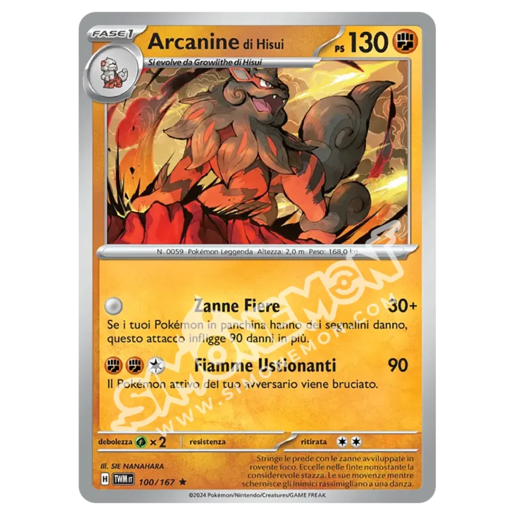 Arcanine di Hisui 100/167 Crepuscolo Mascherato Foil (IT)