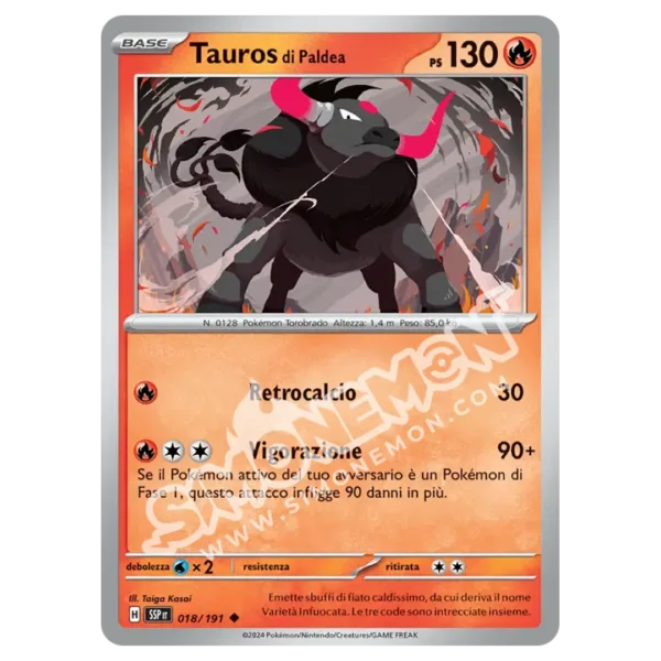 Tauros di Paldea Reverse Scintille Folgoranti 018/191 (IT)