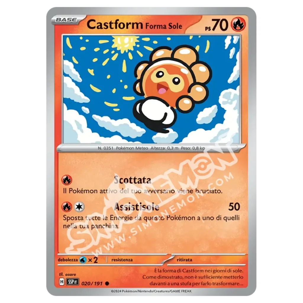 Castform Forma Sole Reverse Scintille Folgoranti 020/191 (IT)