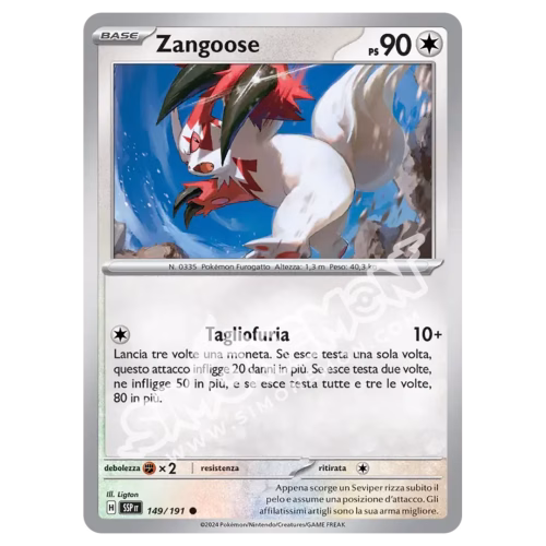 Zangoose Reverse Scintille Folgoranti 149/191 (IT)