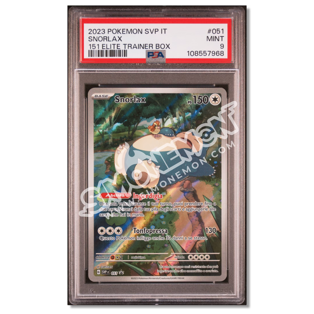 Snorlax SVP 051 Promo 151 Elite Trainer Box PSA 9 (IT)