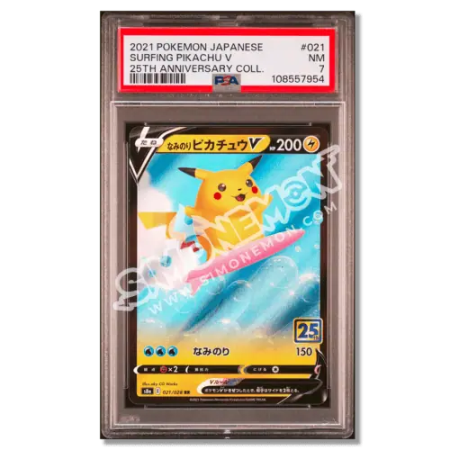 Carta Pokémon Pikachu V 2021 con certificazione PSA.