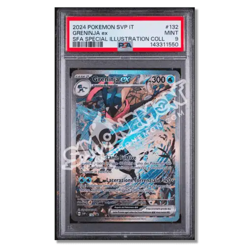 Carte Pokémon Greninja ex 2024 con illustrazione dinamica.