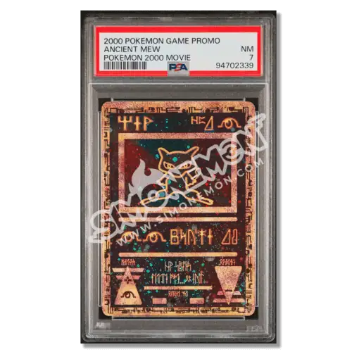 Carte Pokémon Ancient Mew dal film del 2000, PSA 8, in plastica protettiva.