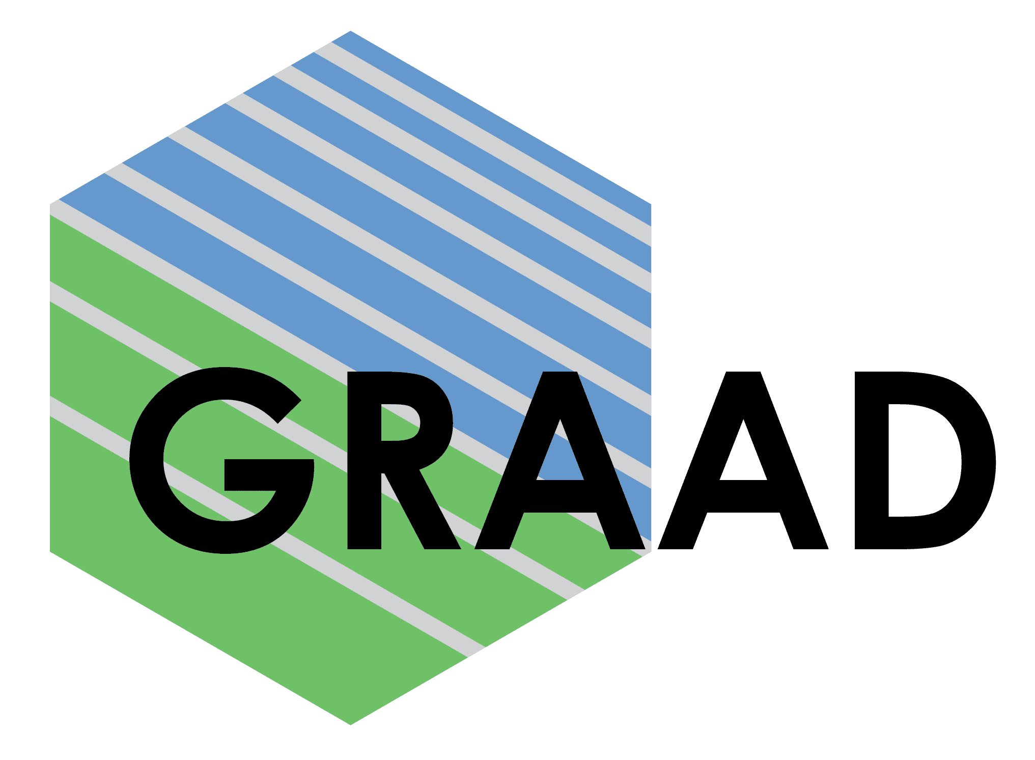 Logo GRA con linee blu e verdi in stile geometrico 3D.