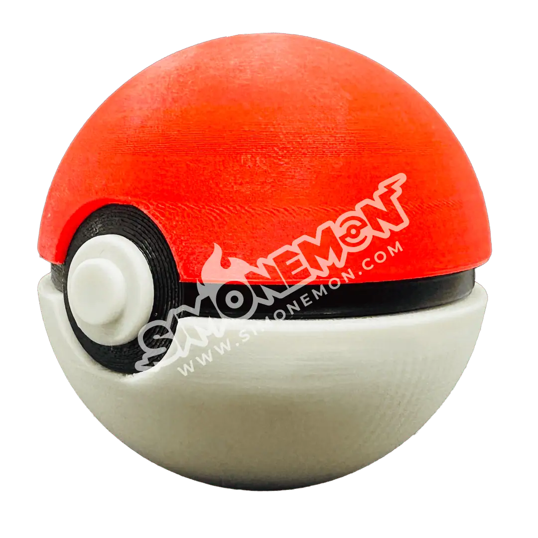 Pokéball rossa e bianca da collezione, oggetto di gioco e decorativo.