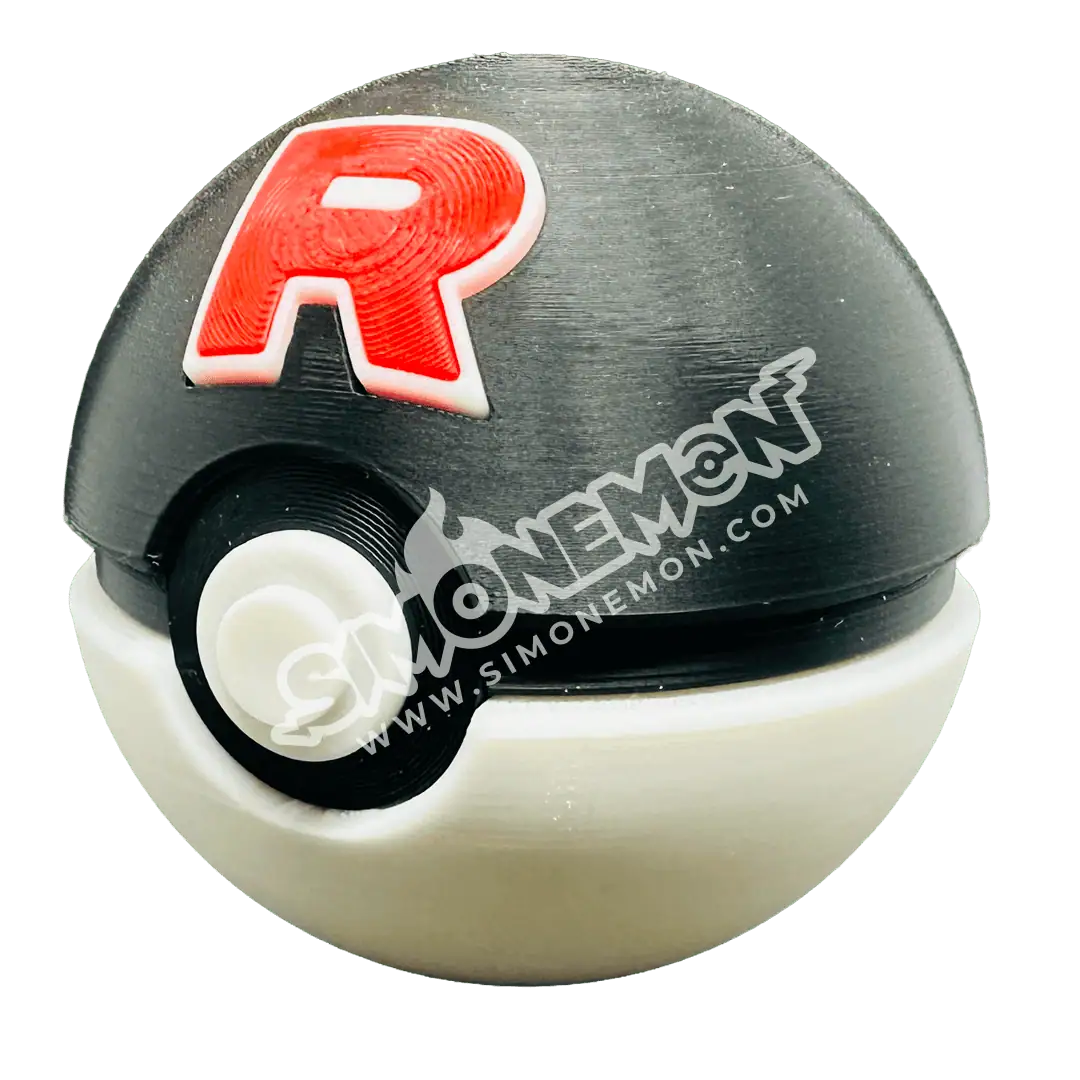 Pokéball Pokémon originale con logo R e sito simonemon.com.