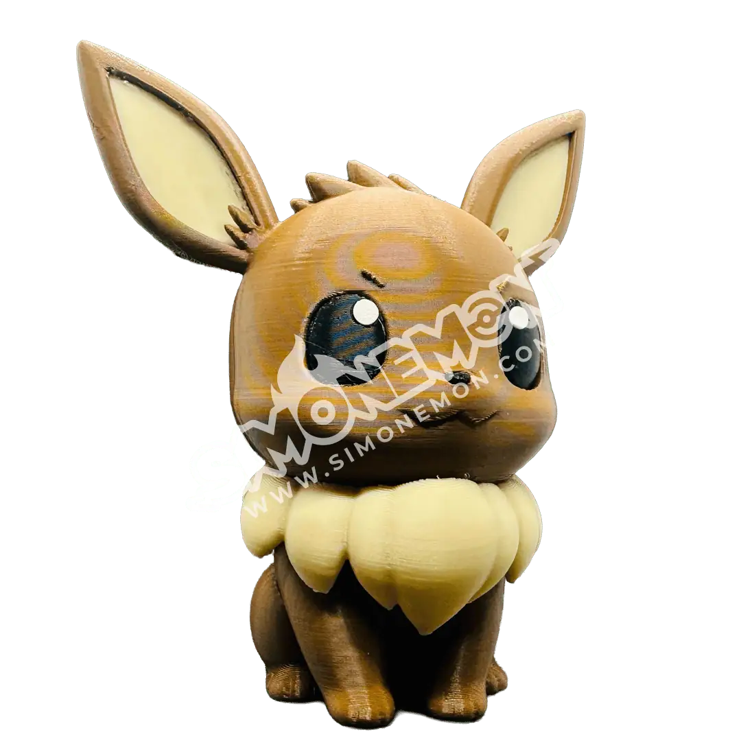 Figura di Pikachu in stile chibi con grandi occhi e orecchie lunghe.