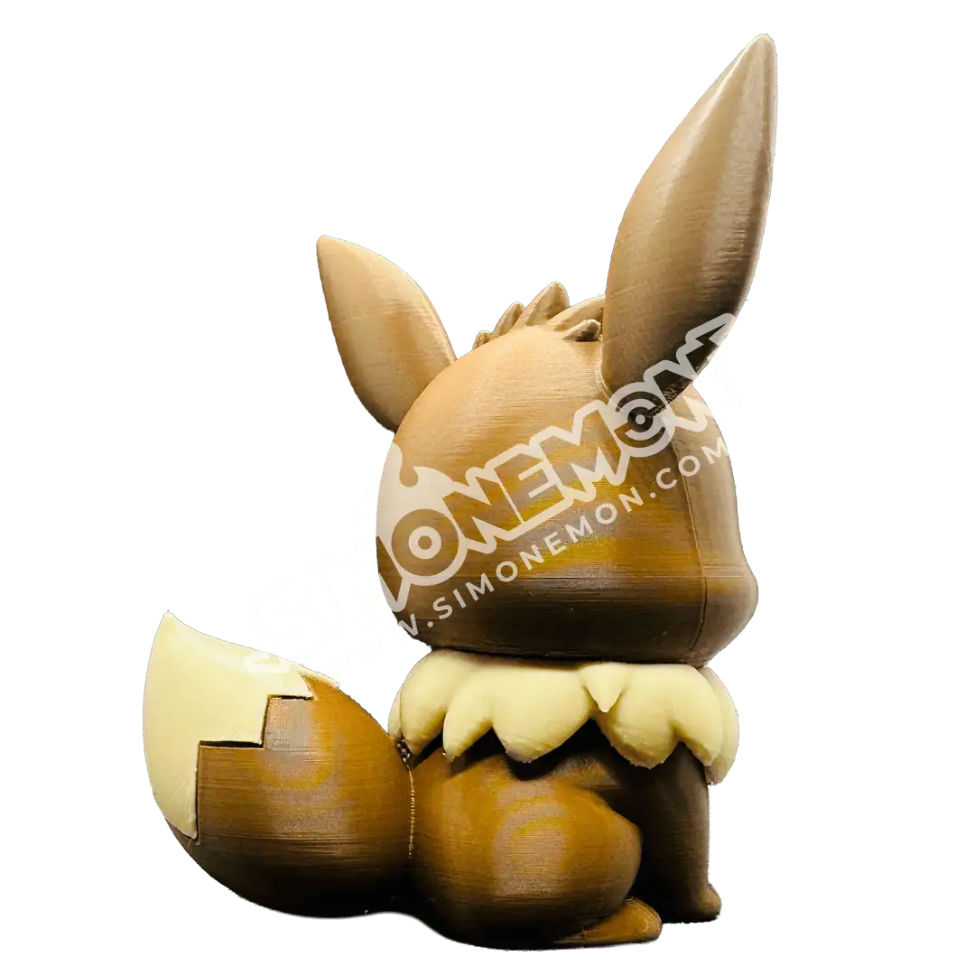 Figura di Pokémon Eevee in stile collezionismo, dettagliata e colorata.