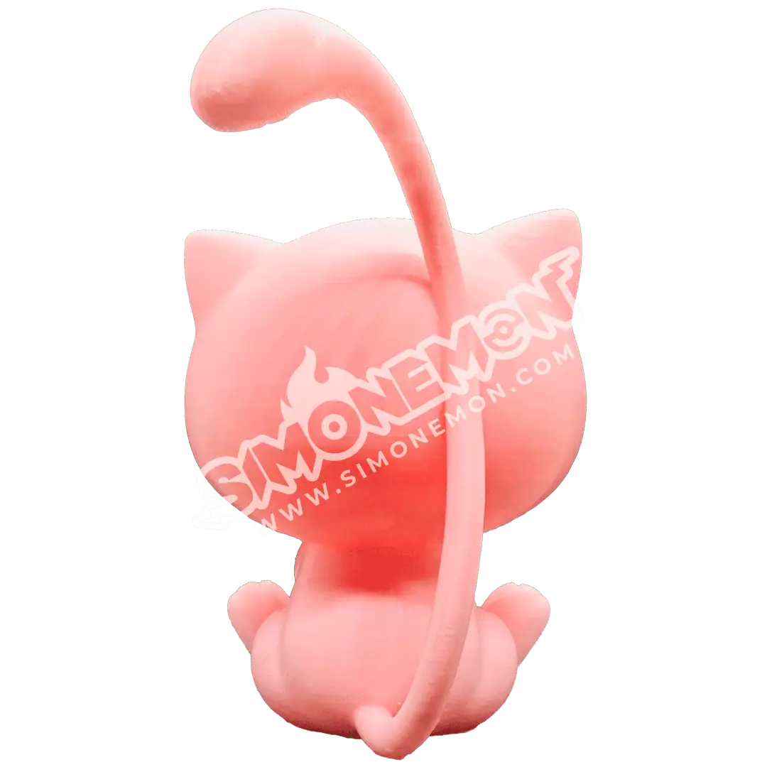 Gatto di plastica rosa con coda a forma di cuore, decorazione simpatica e originale.