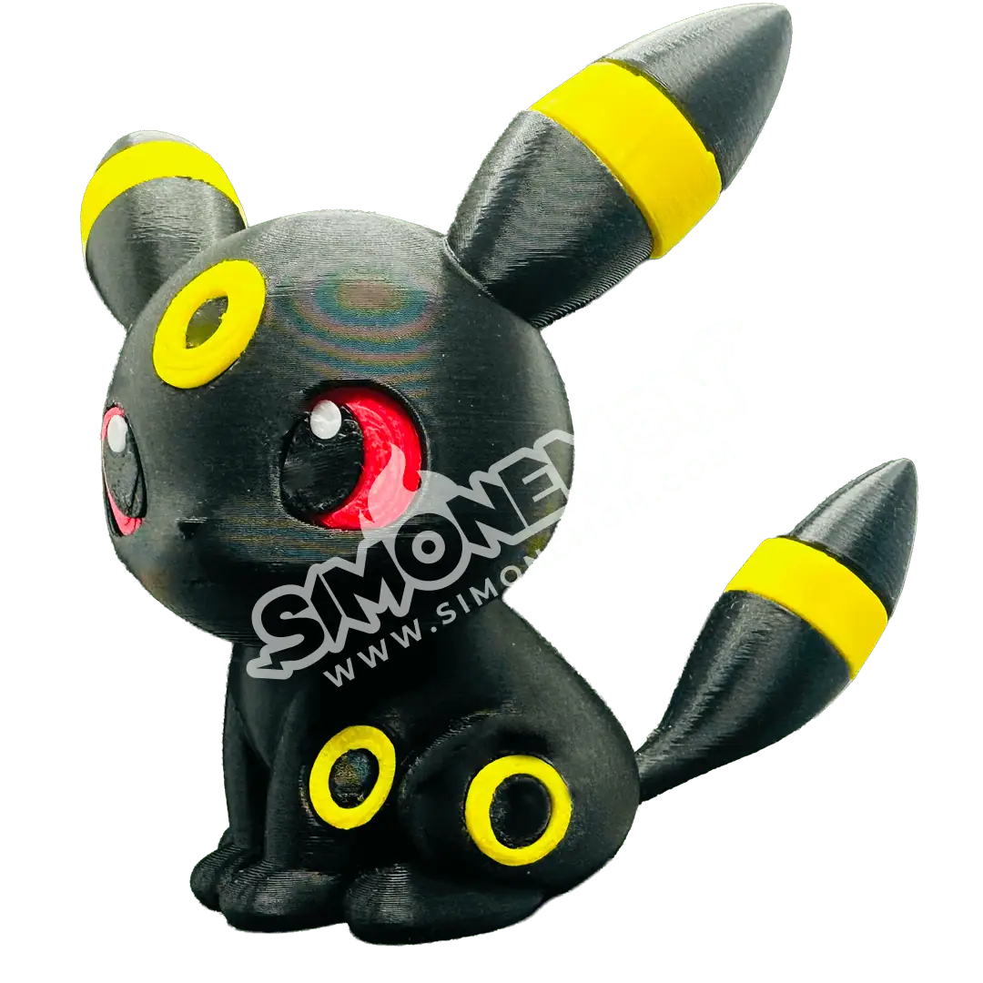 Figura di Umbreon Pokémon in stile collezione con dettagli colorati.