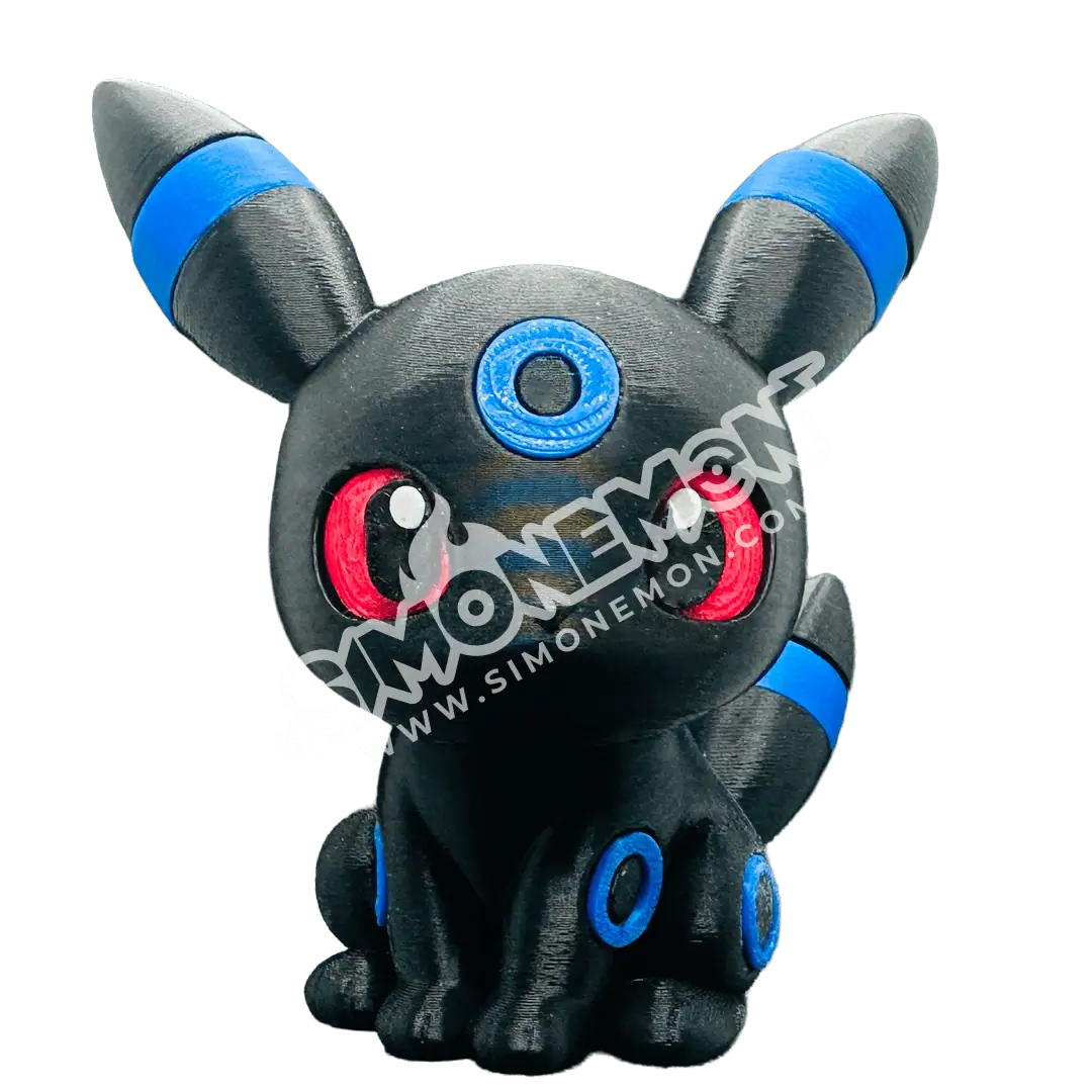 Figura di Umbreon, Pokémon di tipo Buio, in stile collezionismo.