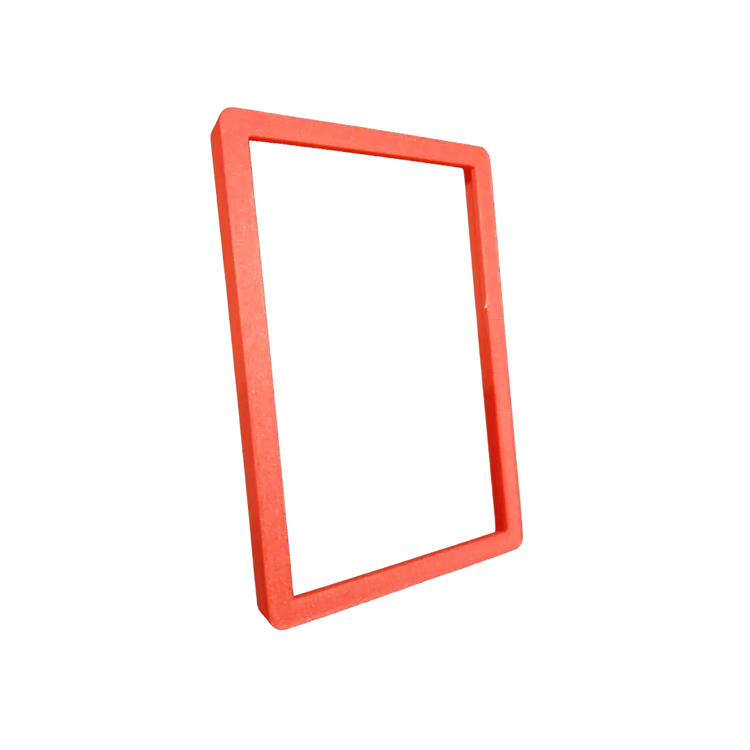 Cornice rossa in plastica per decorazioni o cornici fotografiche.