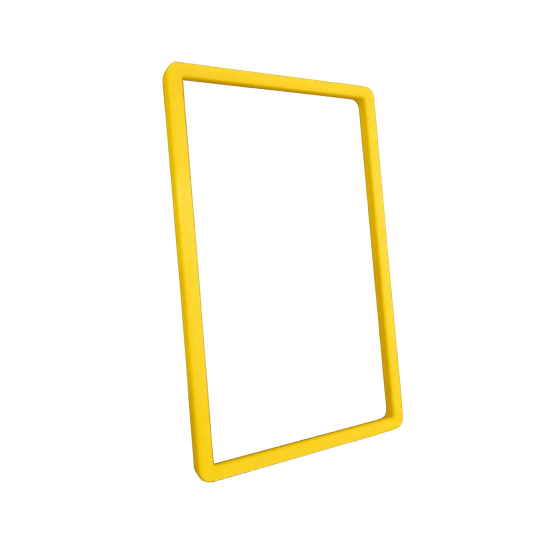 Cornice in metallo giallo per cornici fotografiche o decorazioni.