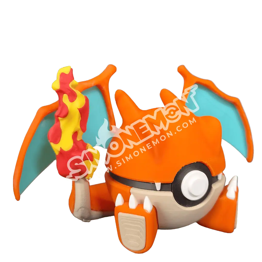 Charizard pasta figure with wings and fiery tail, detailed and colorful.