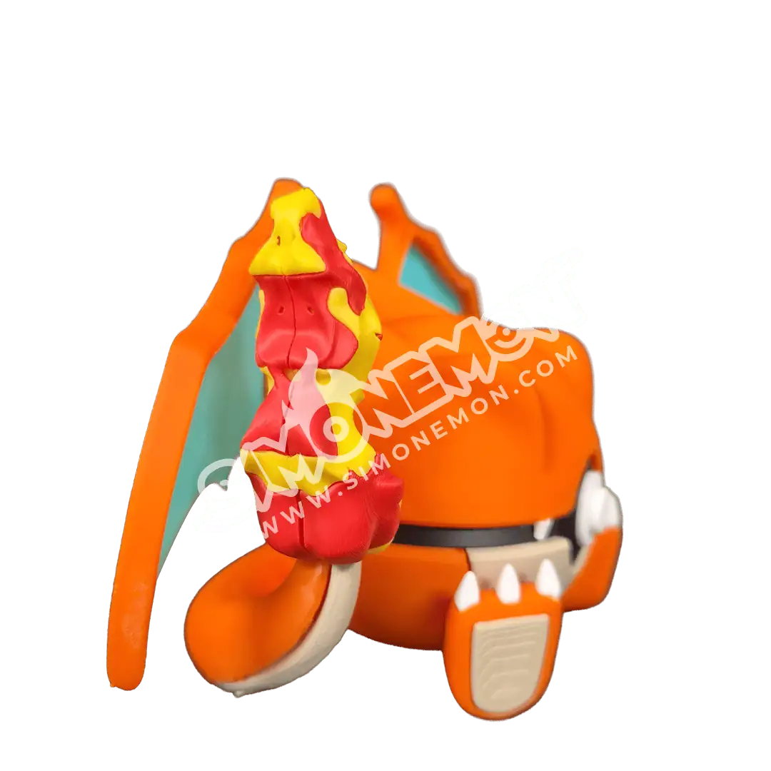 Figura di Bowser con fuoco di fuoco in plastica colorata.
