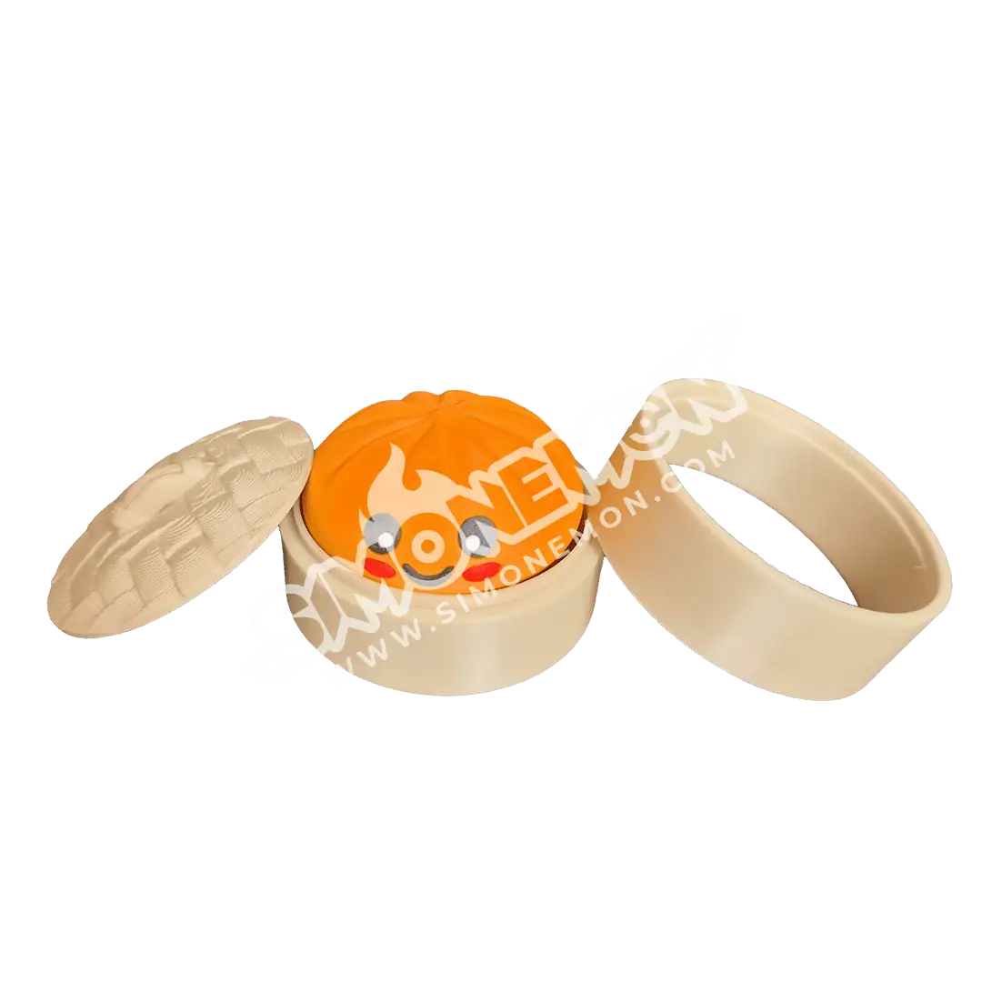 Contenitore di Halloween con zucca in plastica arancione e bianca.