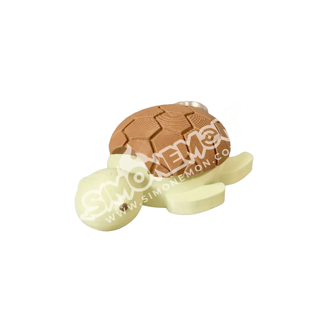 Tartaruga di cioccolato e vaniglia con dettagli realistici.