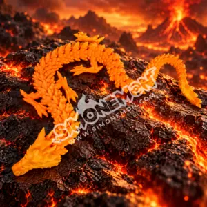 Drago di Cristallo Arancio Lava Articolato