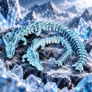 Drago di Cristallo Blu Ghiaccio Articolato