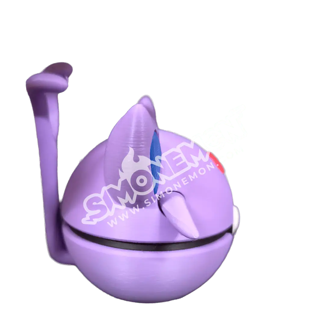 Portafortuna a forma di gatto lavagna in plastica viola con coda e orecchie.